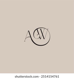 monogram wedding logo elegant and luxury style AW dinamyc curvy initial concept letter