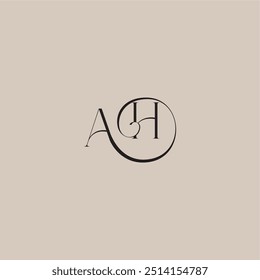 monogram wedding logo elegant and luxury style AH dinamyc curvy initial concept letter