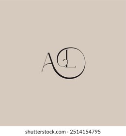 monogram wedding logo elegant and luxury style AL dinamyc curvy initial concept letter