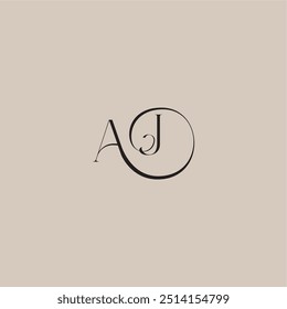 monogram wedding logo elegant and luxury style AJ dinamyc curvy initial concept letter