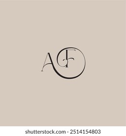 monogram wedding logo elegant and luxury style AF dinamyc curvy initial concept letter