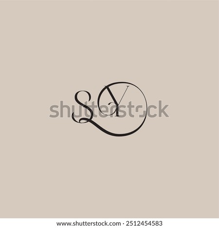 monogram wedding logo elegant and luxury style SY dinamyc curvy initial concept letter
