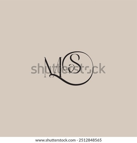 monogram wedding logo elegant and luxury style MS dinamyc curvy initial concept letter