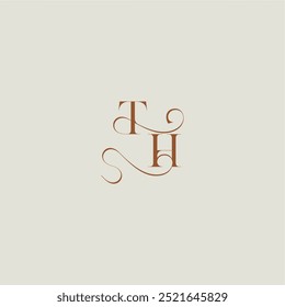 Monogramm Hochzeit Stil Logo Konzept mit dünner Linie TH zeitgenössisch moderne kurvige Buchstabe