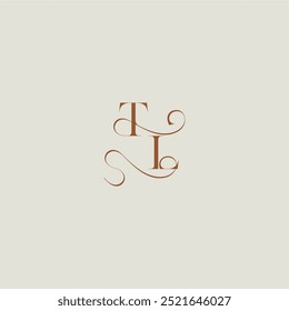 monograma de estilo de boda concepto de logotipo inicial con línea delgada TL moderna letra curvy