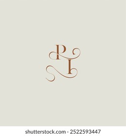 monogram wedding style logo concept initial with thin line PI contemporary modern curvy letter