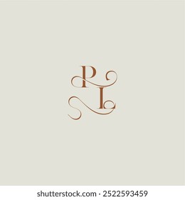 monogram wedding style logo concept initial with thin line PL contemporary modern curvy letter