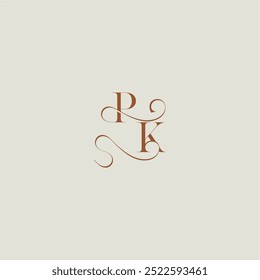 monogram wedding style logo concept initial with thin line PK contemporary modern curvy letter