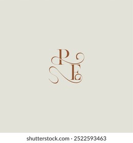 monogram wedding style logo concept initial with thin line PE contemporary modern curvy letter