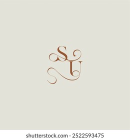 monogram wedding style logo concept initial with thin line SU contemporary modern curvy letter