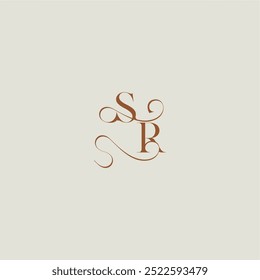 monograma estilo casamento logotipo conceito inicial com linha fina SR carta curvilínea moderna contemporânea