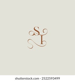 monogram wedding style logo concept initial with thin line SI contemporary modern curvy letter