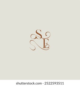 monograma estilo casamento logotipo conceito inicial com linha fina SE carta curvilínea moderna contemporânea