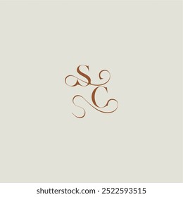 monogram wedding style logo concept initial with thin line SC contemporary modern curvy letter