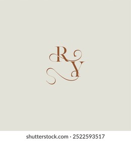 monogram wedding style logo concept initial with thin line RY contemporary modern curvy letter