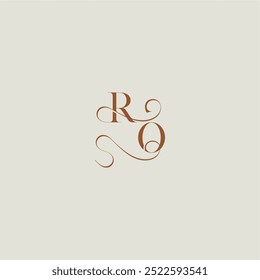 monograma de estilo de boda concepto de logotipo inicial con línea delgada RO moderna letra curvy