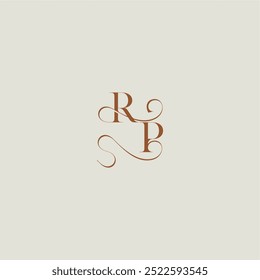 monogram wedding style logo concept initial with thin line RP contemporary modern curvy letter