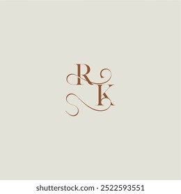monogram wedding style logo concept initial with thin line RK contemporary modern curvy letter
