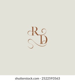 monogram wedding style logo concept initial with thin line RD contemporary modern curvy letter