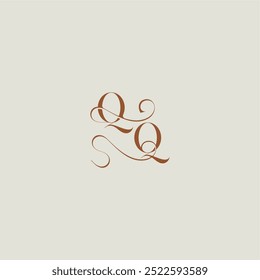 monograma estilo de casamento logotipo conceito inicial com linha fina QQ carta curvilínea moderna contemporânea