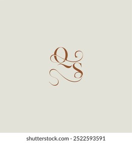 monograma estilo casamento logotipo conceito inicial com linha fina QS carta curvilínea moderna contemporânea
