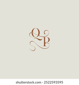 monogram wedding style logo concept initial with thin line QP contemporary modern curvy letter