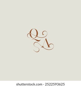 monogram wedding style logo concept initial with thin line QA contemporary modern curvy letter