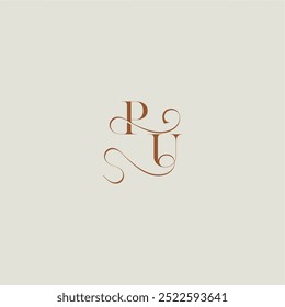 monogram wedding style logo concept initial with thin line PU contemporary modern curvy letter