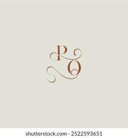 monogram wedding style logo concept initial with thin line PO contemporary modern curvy letter