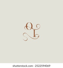 monograma estilo de casamento logotipo conceito inicial com linha fina OL carta curvy moderna contemporânea