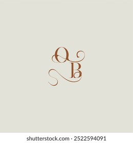 monograma estilo de casamento logotipo conceito inicial com linha fina OB carta curvilínea moderna contemporânea