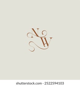 monogram wedding style logo concept initial with thin line NW contemporary modern curvy letter