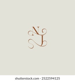 monogram wedding style logo concept initial with thin line NJ contemporary modern curvy letter