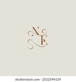 monogram wedding style logo concept initial with thin line NK contemporary modern curvy letter