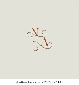 monogram wedding style logo concept initial with thin line NA contemporary modern curvy letter