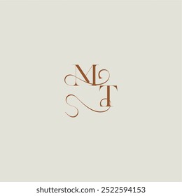 monogram wedding style logo concept initial with thin line MT contemporary modern curvy letter