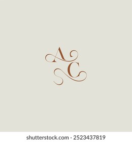 monogram wedding style logo concept initial with thin line AC contemporary modern curvy letter