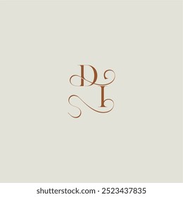 monograma estilo casamento logotipo conceito inicial com linha fina DI contemporâneo carta curvy moderna