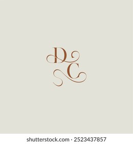 monograma estilo de casamento logotipo conceito inicial com linha fina DC carta curvilínea moderna contemporânea