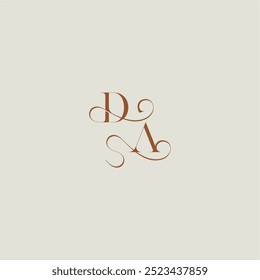 Concepto de logotipo de estilo de boda monograma inicial con línea delgada DA letra curvy moderna contemporánea