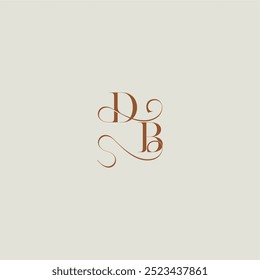 monogram wedding style logo concept initial with thin line DB contemporary modern curvy letter