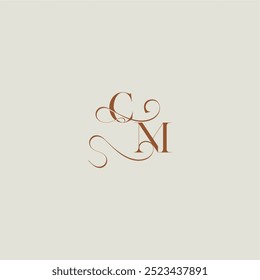 monogram wedding style logo concept initial with thin line CM contemporary modern curvy letter