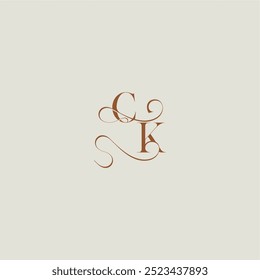 monogram wedding style logo concept initial with thin line CK contemporary modern curvy letter