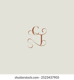 monogram wedding style logo concept initial with thin line CJ contemporary modern curvy letter