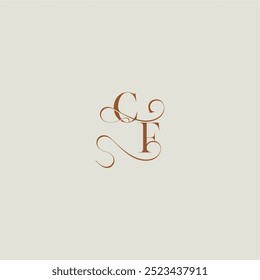 monogram wedding style logo concept initial with thin line CF contemporary modern curvy letter