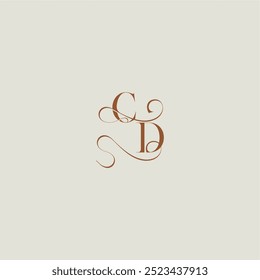 Concepto de logotipo de estilo de boda monograma inicial con línea delgada CD letra curvy moderna contemporánea