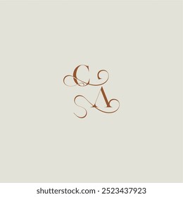 monogram wedding style logo concept initial with thin line CA contemporary modern curvy letter