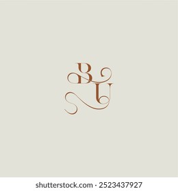 monogram wedding style logo concept initial with thin line BU contemporary modern curvy letter