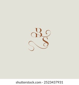 monogram wedding style logo concept initial with thin line BS contemporary modern curvy letter