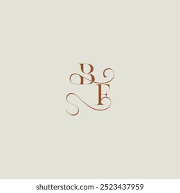 monograma estilo de casamento logotipo conceito inicial com linha fina BF carta curvilínea moderna contemporânea